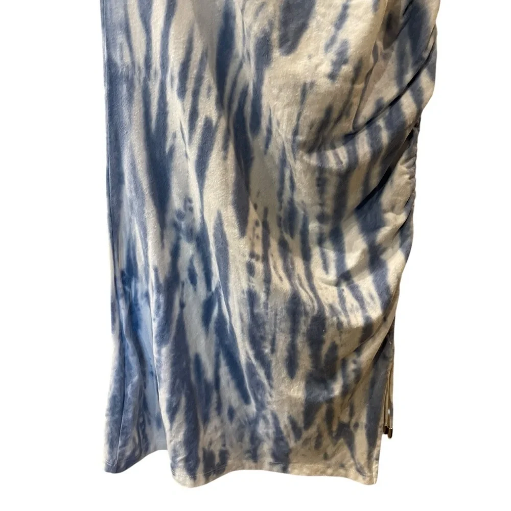 Skinnygirl Connie Women’s Side Ruched Midi Tank Dress Blue Tie Dye Size: Large - Picture 8 of 13